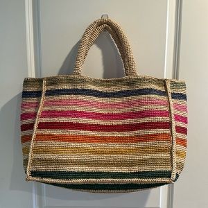 Manebi Stripe Rattan Tote
